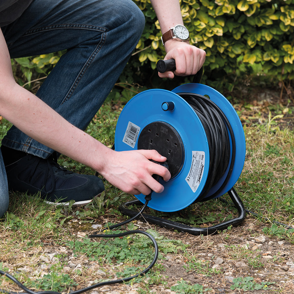 Powermaster Cable Reel Freestanding 13A 230V 4-Gang 50m