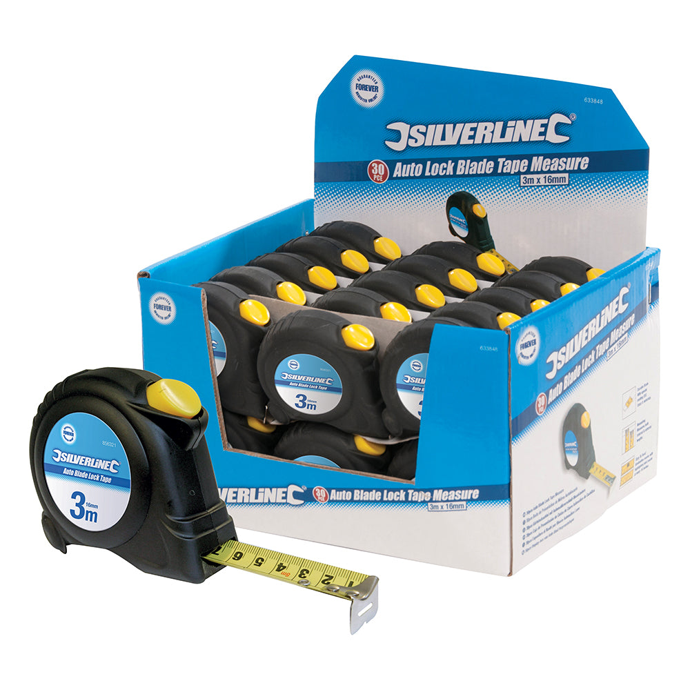 Silverline Auto Blade Lock Tape Display Box 30pce 3m / 10ft x 16mm