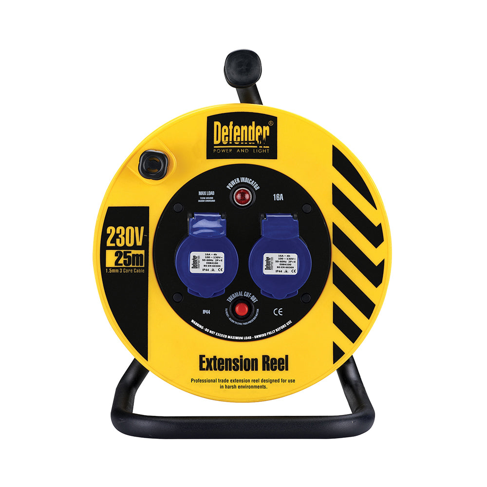 Defender Light Industrial Reel 2-Way 25m 230V 16A