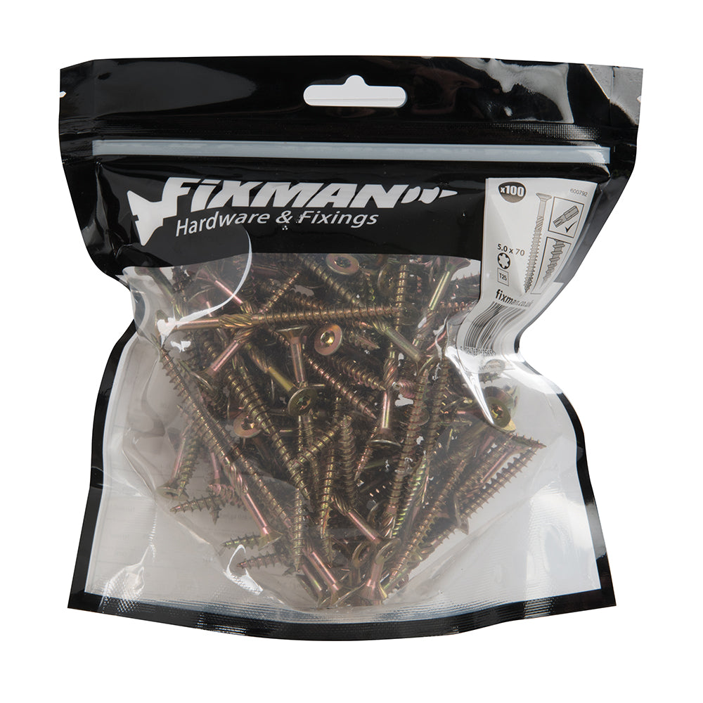 Fixman Goldstar Advanced Screws 5 x 70mm 100pk