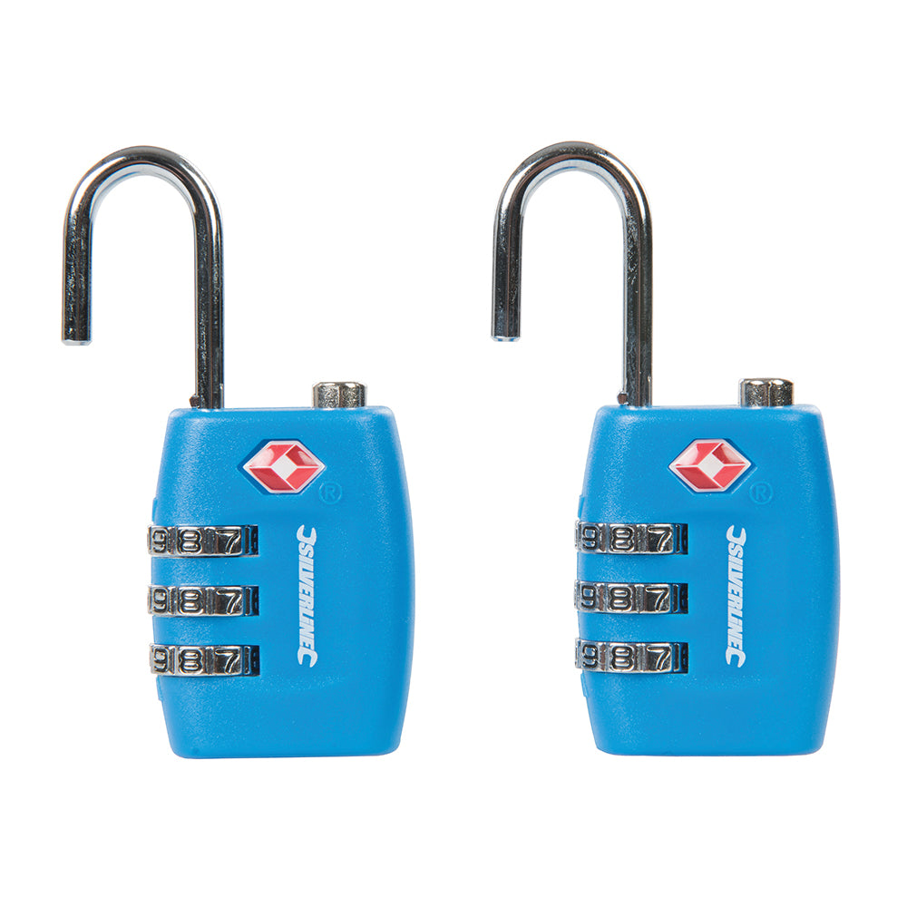 Silverline TSA Combination Luggage Padlocks 2pk 3-Digit