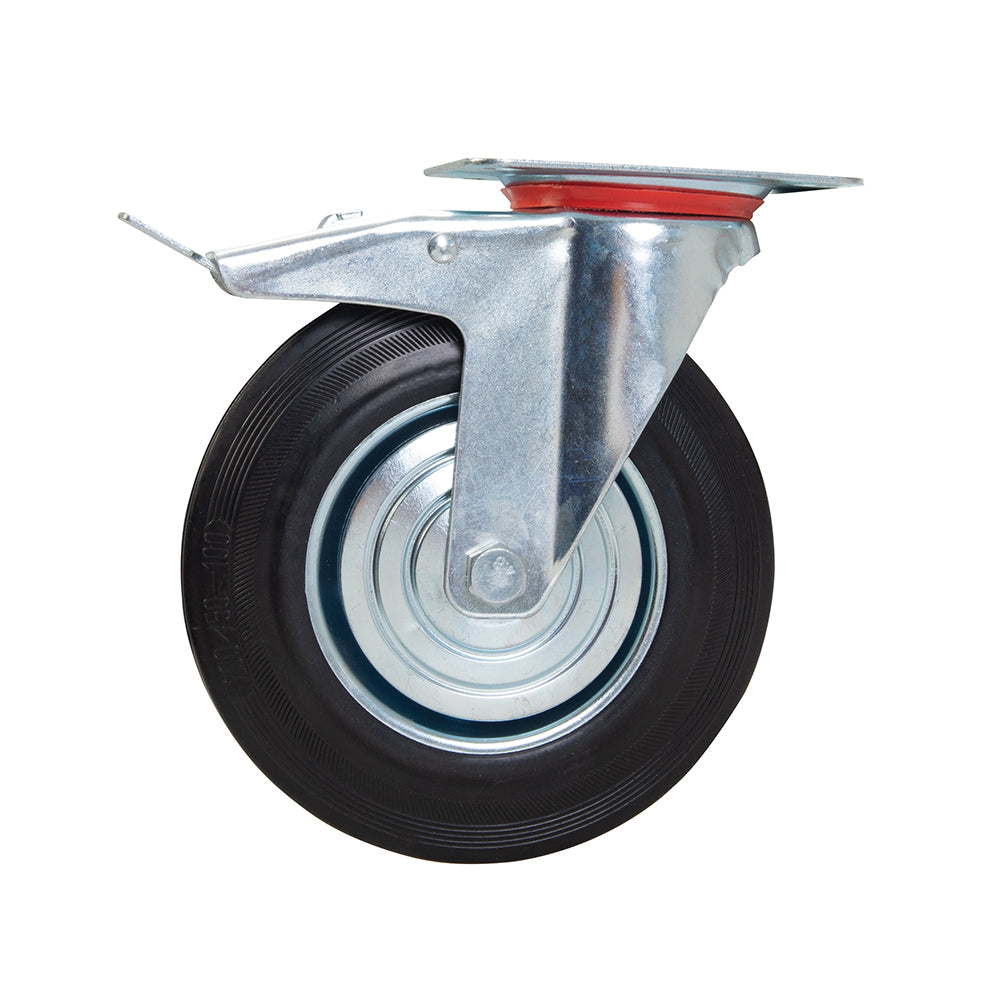 Fixman Heavy Duty Braked Rubber Castor 200mm 200kg
