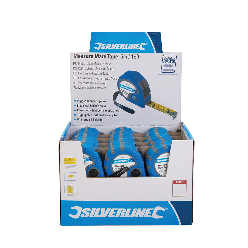 Silverline Measure Mate Tape Display Box 30pce 5m / 16ft x 19mm