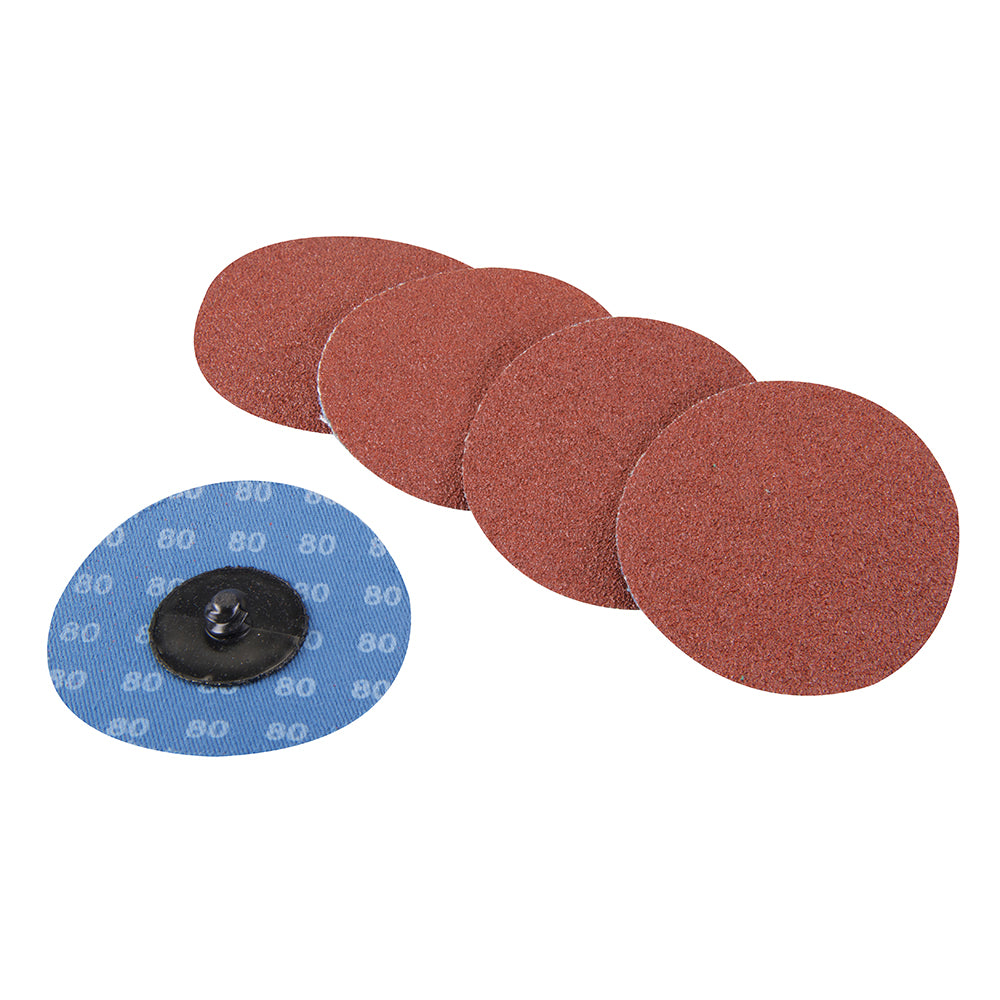 Silverline 75mm Quick-Change Sanding Discs Set 5pce 80 Grit