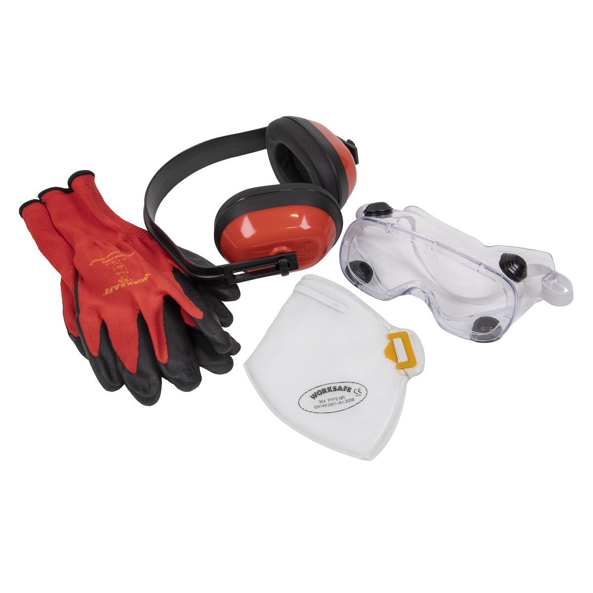 Sealey Flexi Grip Gloves, FFP2 Mask, Goggles & Ear Defenders SEP4