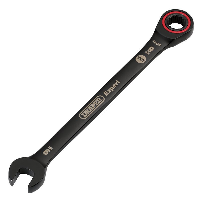 Draper Expert HI-TORQ Metric Ratchet Combination Spanner, 9mm, Black DRA-03880