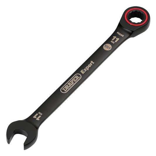 Draper Expert HI-TORQ Metric Ratchet Combination Spanner, 11mm, Black DRA-03882