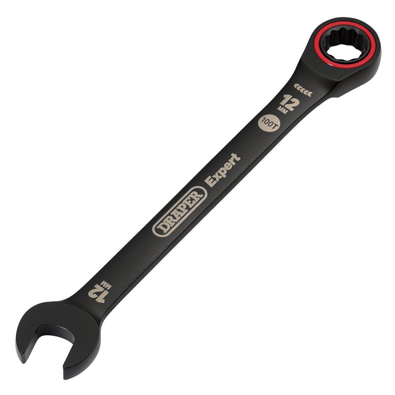Draper Expert HI-TORQ Metric Ratchet Combination Spanner, 12mm, Black DRA-03883