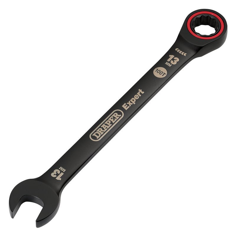 Draper Expert HI-TORQ Metric Ratchet Combination Spanner, 13mm, Black DRA-03884