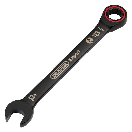 Draper Expert HI-TORQ Metric Ratchet Combination Spanner, 13mm, Black DRA-03884