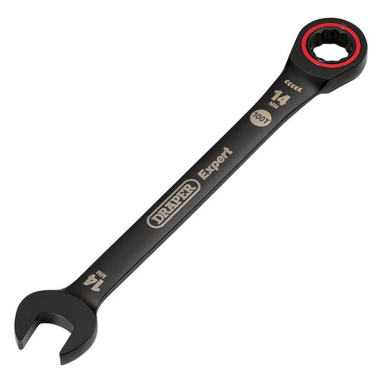 Draper Expert HI-TORQ Metric Ratchet Combination Spanner, 14mm, Black DRA-03887