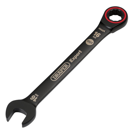 Draper Expert HI-TORQ Metric Ratchet Combination Spanner, 16mm, Black DRA-03889