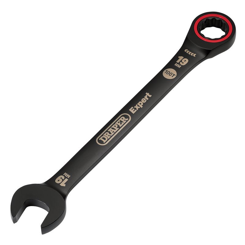 Draper Expert HI-TORQ Metric Ratchet Combination Spanner, 19mm, Black DRA-03892