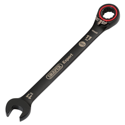 Draper Expert HI-TORQ  Metric Reversible Ratchet Combination Spanner, 11mm, Black DRA-03901