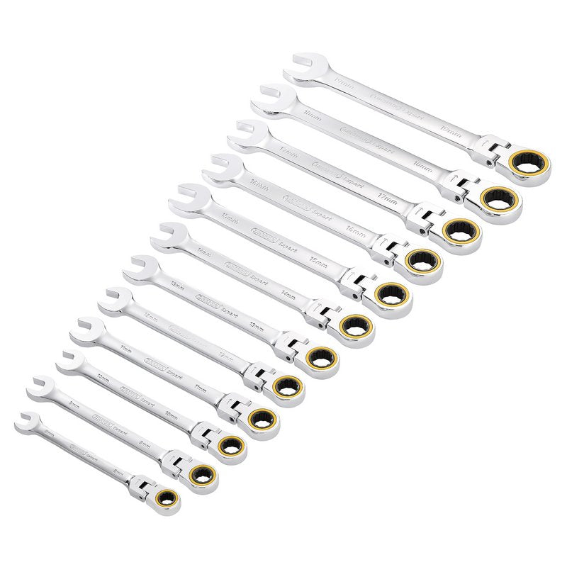 Draper Expert HI-TORQ Metric Flexible Head Ratchet Combination Spanner Set (12 Piece) DRA-03932