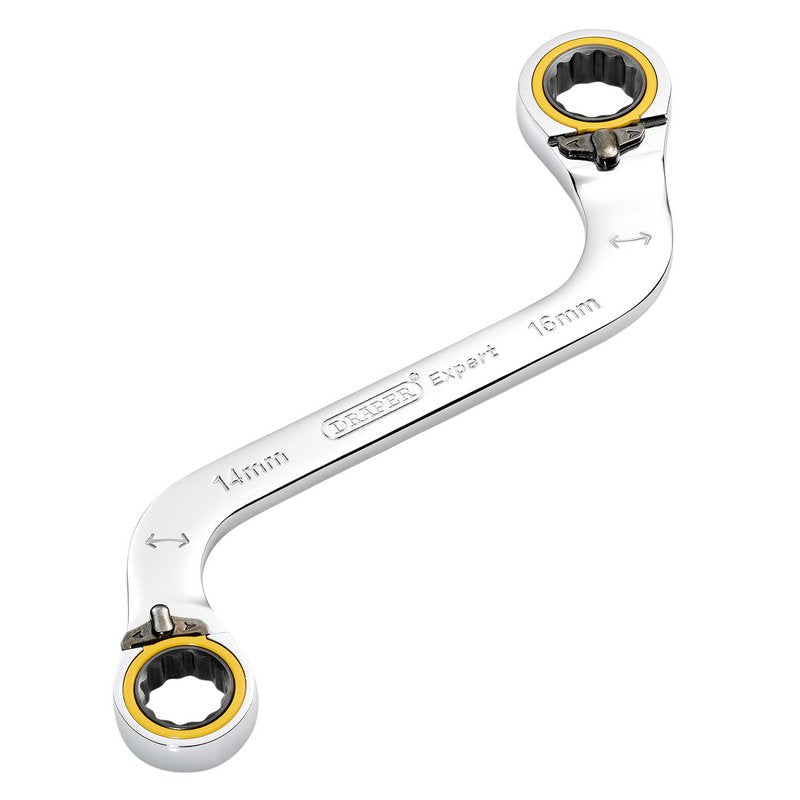 Draper Expert HI-TORQ Double Ring Ratchet S-Shape Spanner, 14 x 16mm DRA-03944