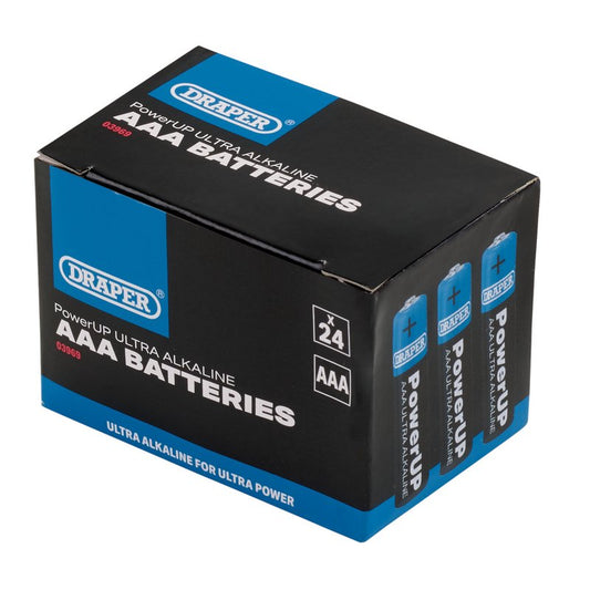 Draper PowerUP Ultra Alkaline AAA Batteries (Pack of 24) DRA-03969