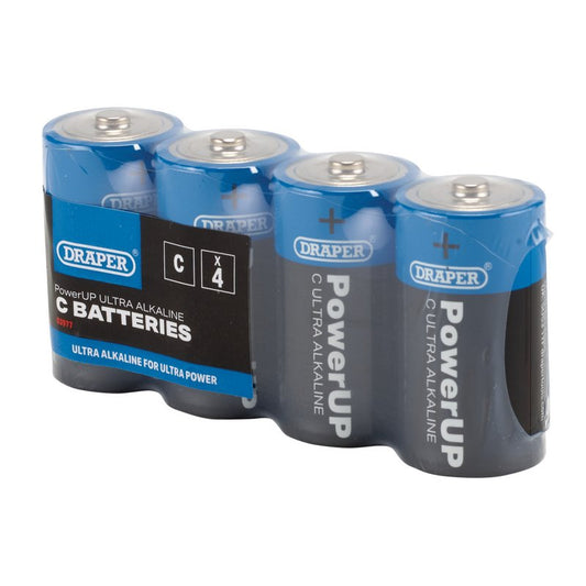 Draper PowerUP Ultra Alkaline C Batteries (Pack of 4) DRA-03977