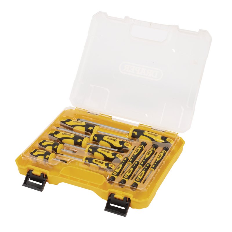 Draper Screwdriver Set with Case, Yellow (14 Piece) DRA-03988