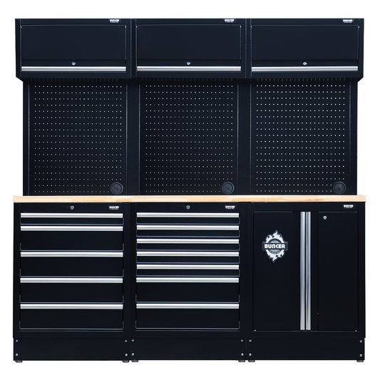 Draper BUNKER 14 Piece Modular Storage Combo with Hardwood Worktop, 2040mm DRA-04411