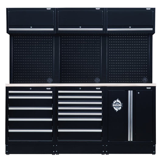 Draper BUNKER 14 Piece Modular Storage Combo with Stainless Steel Worktop 2040mm DRA-04415
