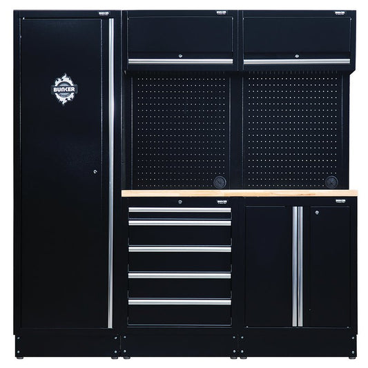 Draper BUNKER 11 Piece Modular Storage Combo with Hardwood Worktop, 1960mm DRA-04488