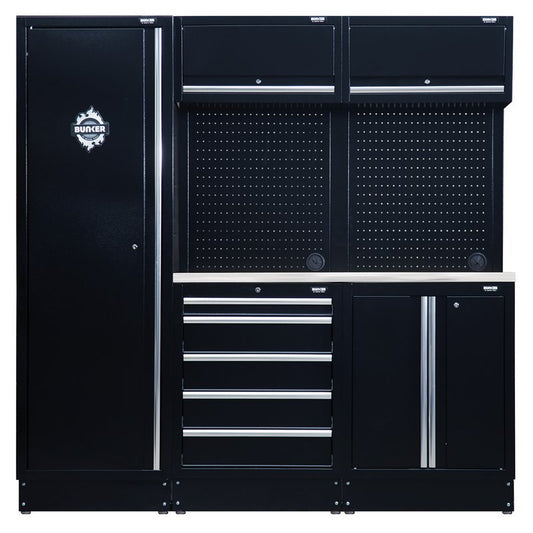 Draper BUNKER 11 Piece Modular Storage Combo with Stainless Steel Worktop, 1960mm DRA-04503