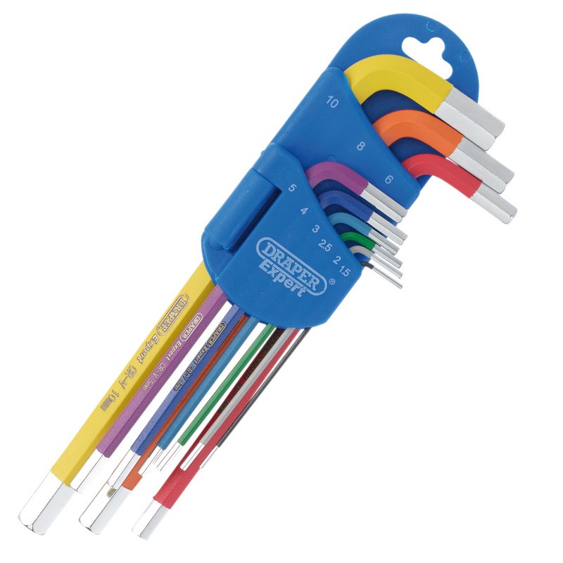Draper Expert Metric Long Arm Hex Key Set, Colour Coded (9 Piece) DRA-04905