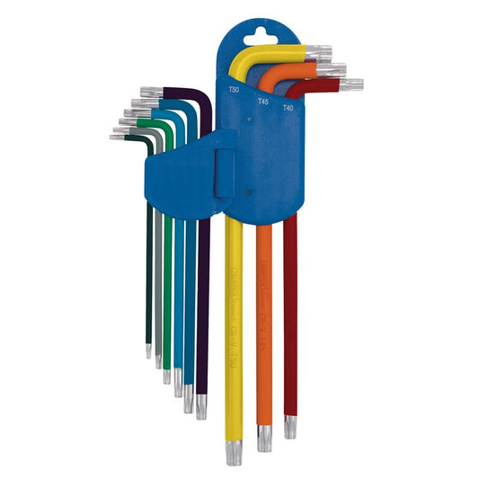 Draper Expert TX-STAR Metric Extra-long Arm Key Set, Colour Coded (9 Piece) DRA-04926