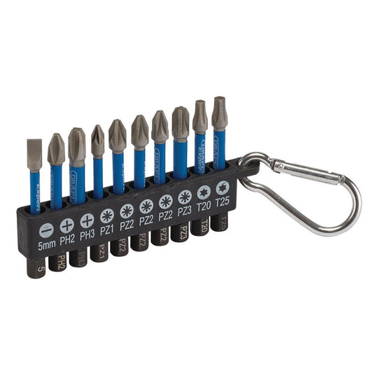 Draper Expert Impact Screwdriver Bit Set, 50mm, 1/4" Hex (10 Piece) DRA-04933