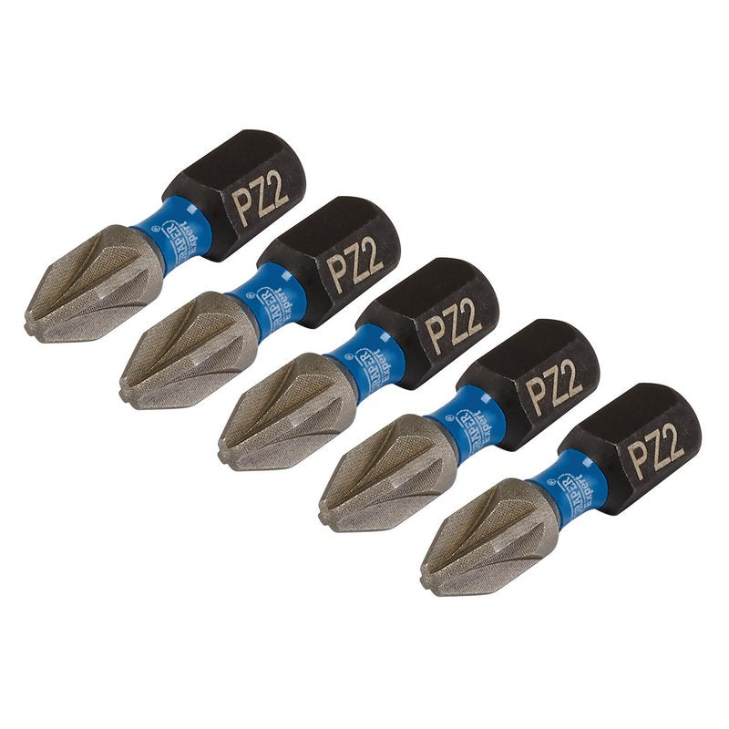 Draper Expert PZ-Type Impact Screwdriver Bits, No.2 x 25mm, 1/4" Hex (Pack of 5) DRA-04951