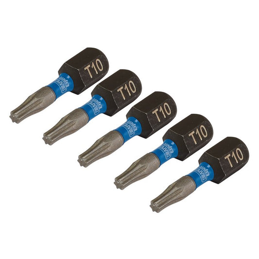 Draper Expert TX-STAR Impact Screwdriver Bits, T10 x 25mm, 1/4" Hex (Pack of 5) DRA-05491