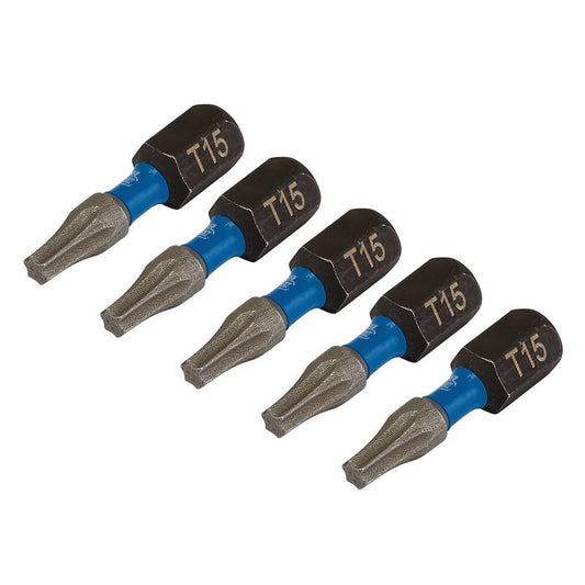 Draper Expert TX-STAR Impact Screwdriver Bits, T15 x 25mm, 1/4" Hex (Pack of 5) DRA-05492