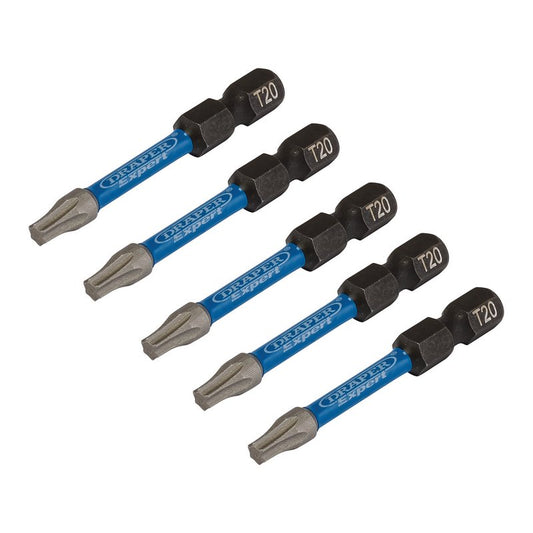 Draper Expert TX-STAR Impact Screwdriver Bits, T20 x 50mm, 1/4" Hex (Pack of 5) DRA-05652