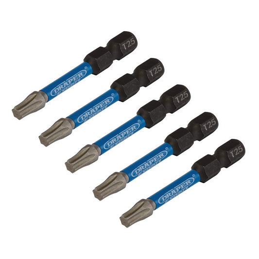 Draper Expert TX-STAR Impact Screwdriver Bits, T25 x 50mm, 1/4" Hex (Pack of 5) DRA-05653