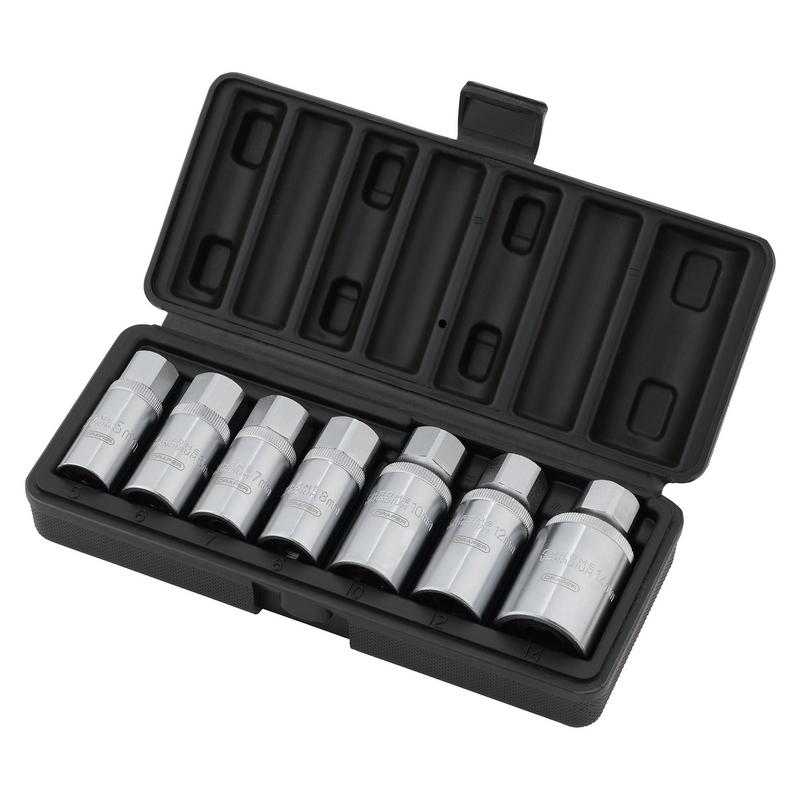Draper Stud Extractor Set, 3/8" Sq. Dr., 1/2" Sq. Dr. (7 Piece) DRA-07119