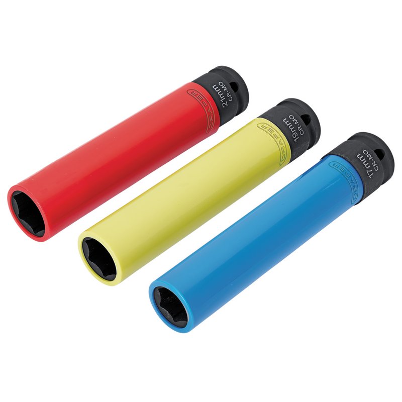 Draper Extra Long Alloy Wheel Nut Socket Set, 1/2" Sq. Dr. 150mm (3 Piece) DRA-07121