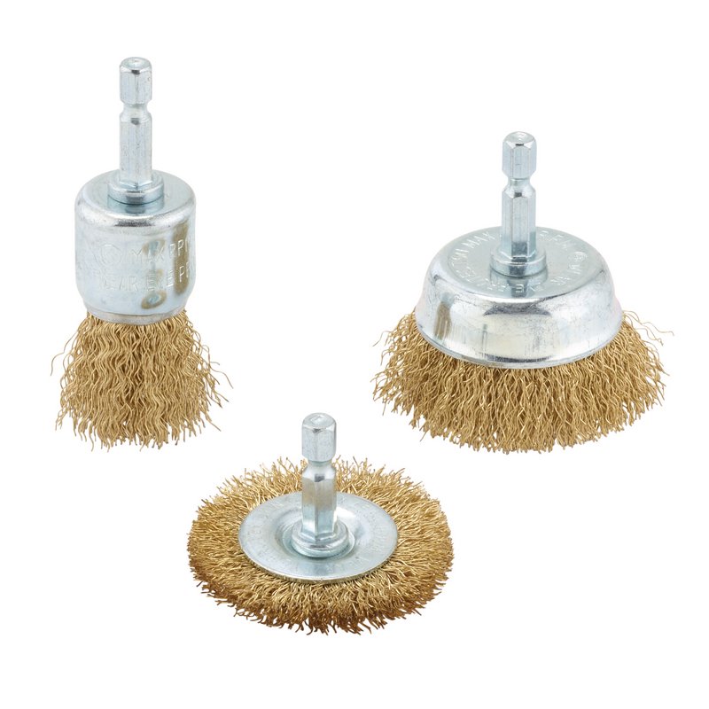 Draper Brassed Steel Crimped Wire Brush Set (3 Piece) DRA-07435