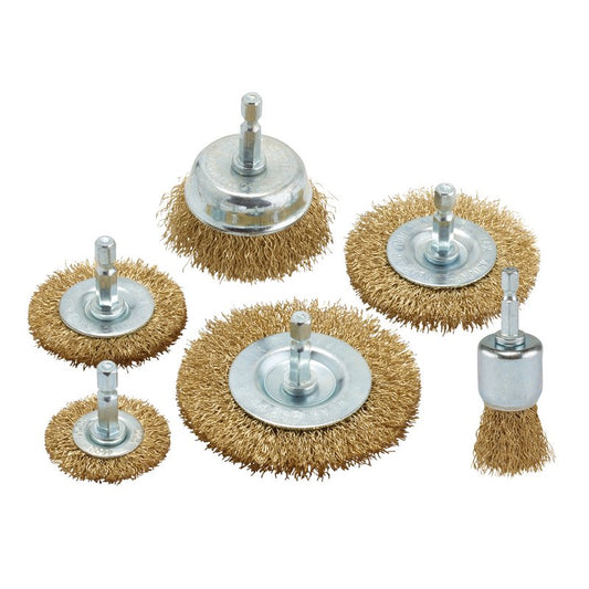 Draper Brassed Steel Crimped Wire Brush Set (6 Piece) DRA-07436