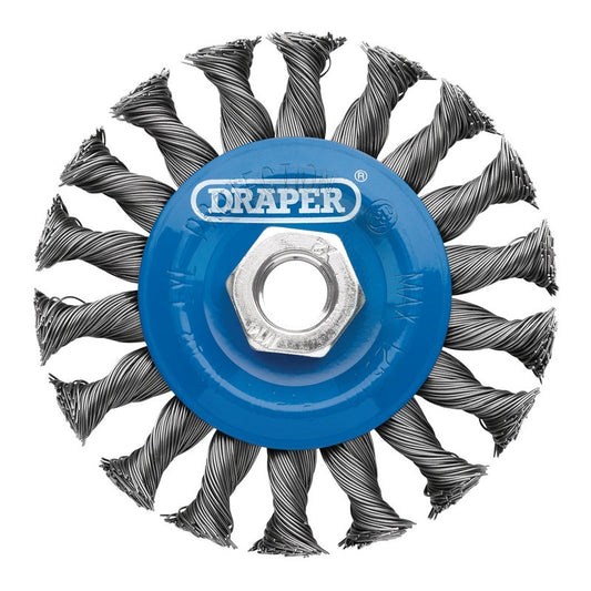 Draper Steel Twist-Knot Flat Wire Wheel Brush, 100mm, M14 DRA-08055