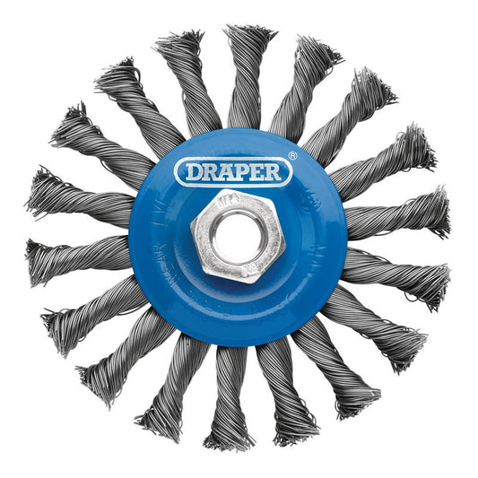 Draper Steel Twist-Knot Flat Wire Wheel Brush, 115mm, M14 DRA-08058