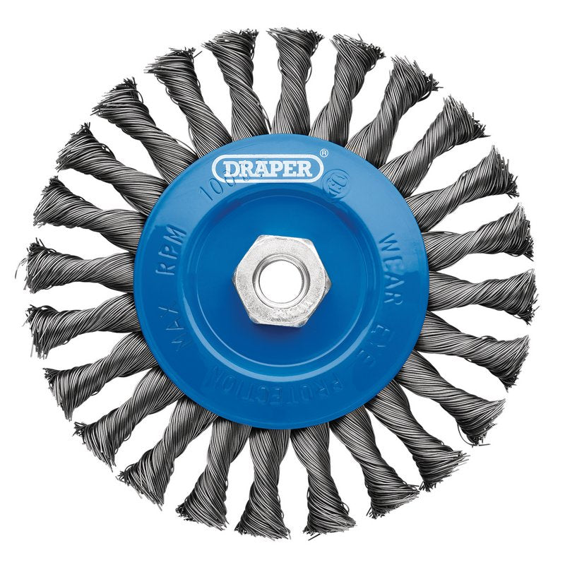 Draper Steel Twist-Knot Flat Wire Wheel Brush, 150mm, M14 DRA-08059