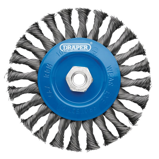 Draper Steel Twist-Knot Flat Wire Wheel Brush, 150mm, M14 DRA-08059