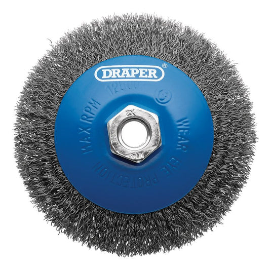 Draper Steel Bevelled Crimped Wire Wheel Brush, 115mm, M14 DRA-08065