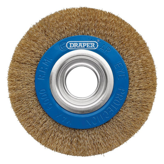 Draper Brassed Steel Bench Grinder Wire Wheel Brush, 150 x 31.75mm DRA-08066