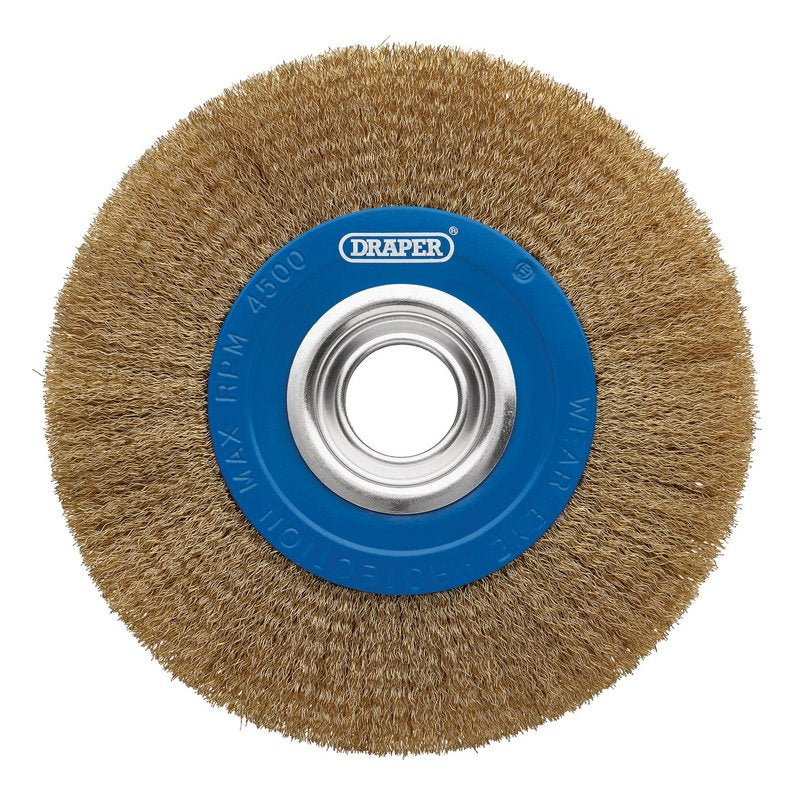 Draper Brassed Steel Bench Grinder Wire Wheel Brush, 200 x 31.75mm DRA-08067