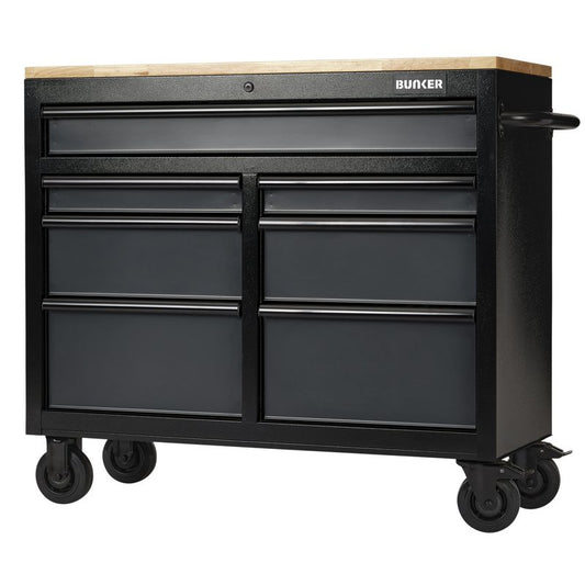 Draper BUNKER 7 Drawer Workbench Roller Tool Cabinet, 41", Grey DRA-08216
