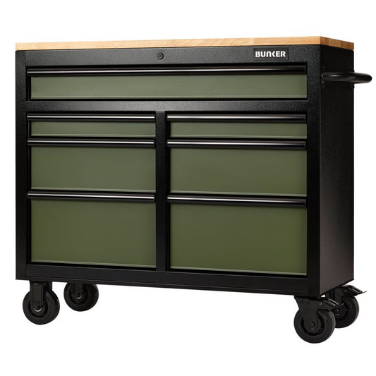 Draper BUNKER 7 Drawer Workbench Roller Tool Cabinet, 41", Green DRA-08221