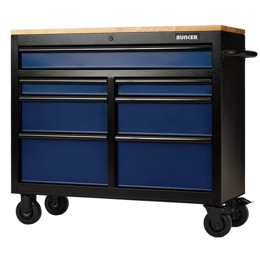 Draper BUNKER 7 Drawer Workbench Roller Tool Cabinet, 41", Blue DRA-08222