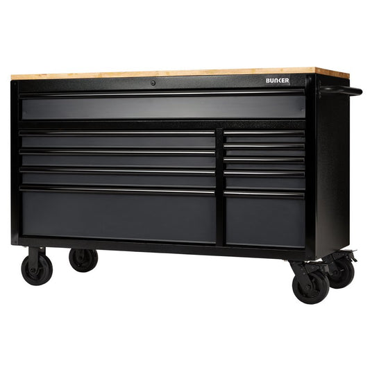 Draper BUNKER 10 Drawer Workbench Roller Tool Cabinet, 56", Grey DRA-08227